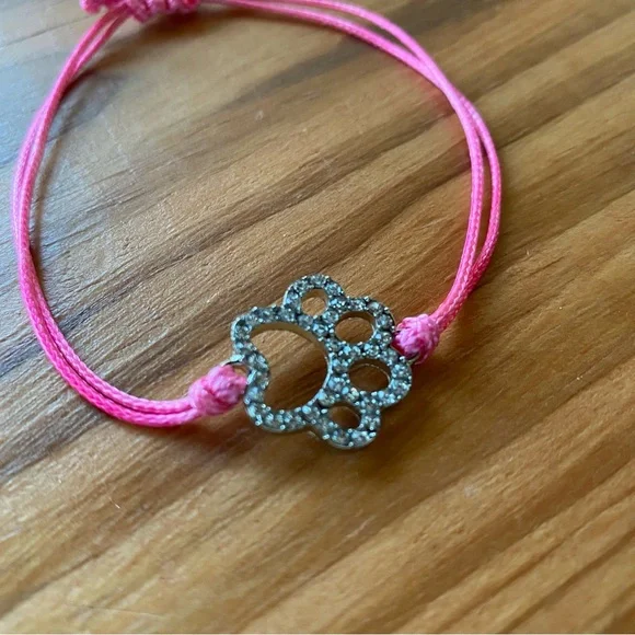Pink bracelet ajustable Paw charm - Picture 2 of 4